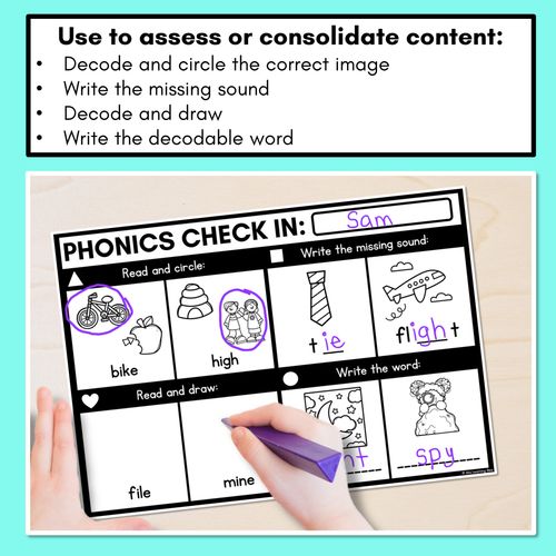 Resource preview 2 for PHONICS CHECK INS - Long Vowel I - No Prep Phonics Assessments 