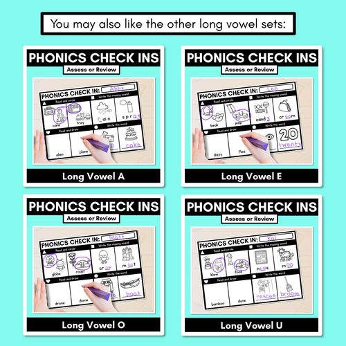 Resource preview 4 for PHONICS CHECK INS - Long Vowel I - No Prep Phonics Assessments 