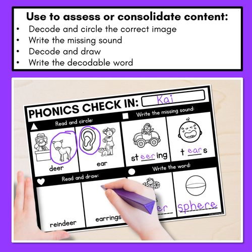 Resource preview 2 for PHONICS CHECK INS - R-Controlled Vowel EER - No Prep Phonics Assessments 