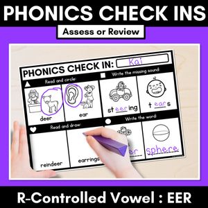 PHONICS CHECK INS - R-Controlled Vowel EER - No Prep Phonics Assessments 