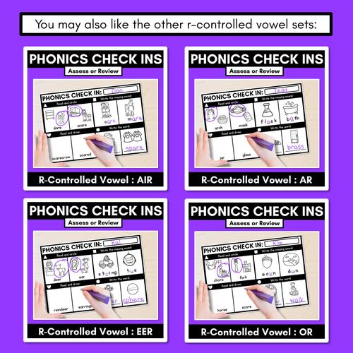 Resource preview 4 for PHONICS CHECK INS - R-Controlled Vowel ER - No Prep Phonics Assessments 
