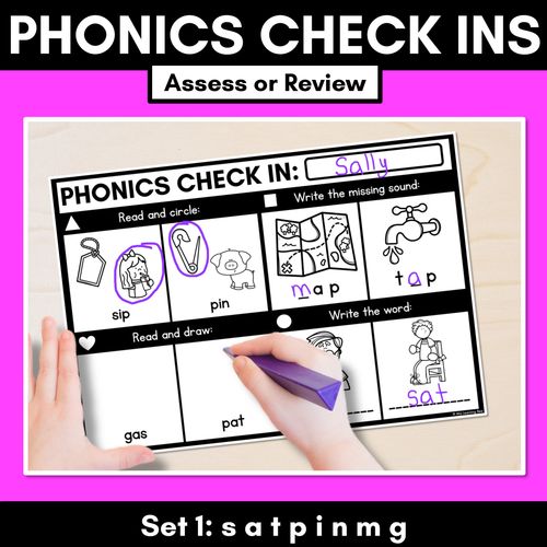 Resource preview 1 for PHONICS CHECK INS - CVC Words & CVCC CCVC Words Set 1 - No Prep Phonics Assessments 