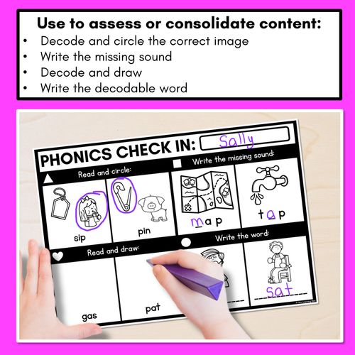 Resource preview 2 for PHONICS CHECK INS - CVC Words & CVCC CCVC Words Set 1 - No Prep Phonics Assessments 