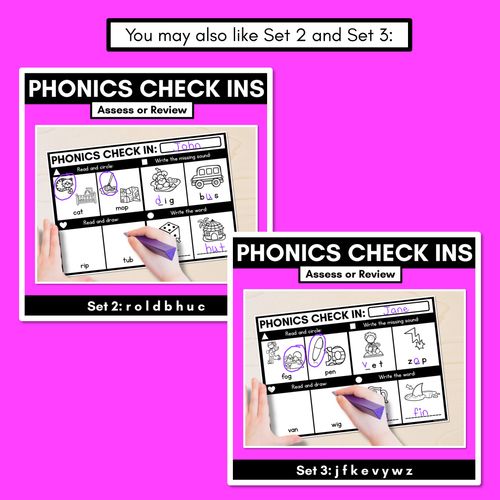 Resource preview 4 for PHONICS CHECK INS - CVC Words & CVCC CCVC Words Set 1 - No Prep Phonics Assessments 