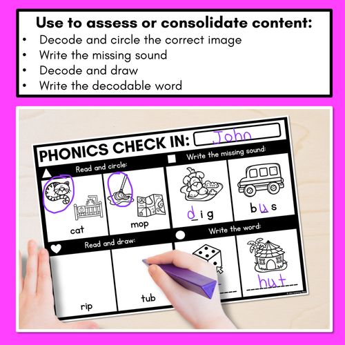 Resource preview 2 for PHONICS CHECK INS - CVC Words & CVCC CCVC Words Set 2 - No Prep Phonics Assessments 