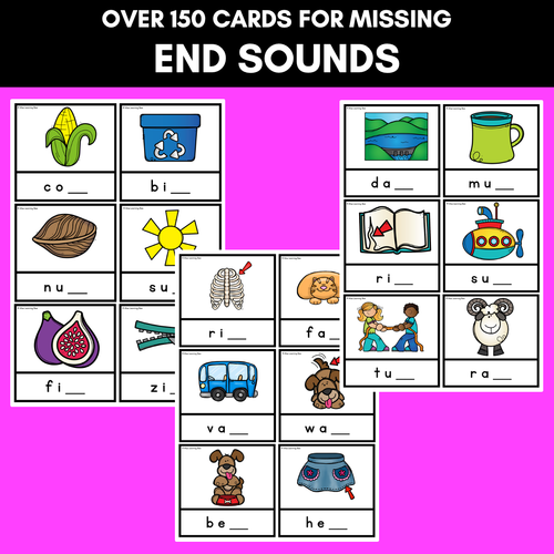 Resource preview 3 for Missing Sound Task Cards- Phonemic Awareness with CVC Words