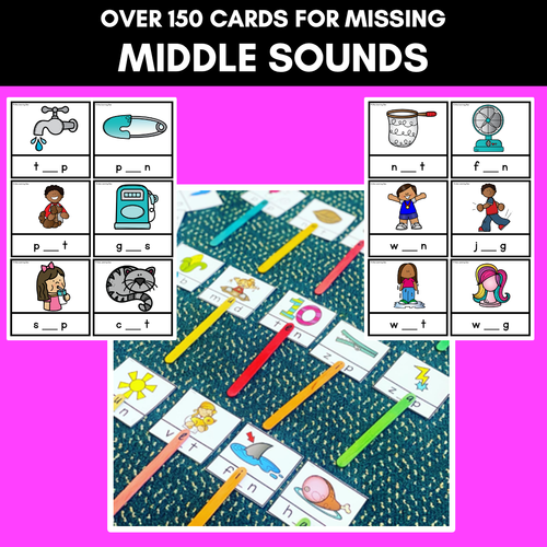 Resource preview 4 for Missing Sound Task Cards- Phonemic Awareness with CVC Words