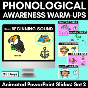 Phonological Awareness Warm Up PowerPoint Slides - Set 2