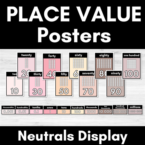 Resource preview 1 for Place Value Posters NEUTRAL COLOURS