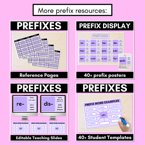 Resource preview 5 for PREFIX Student Brainstorm Templates - includes prefix reference pages
