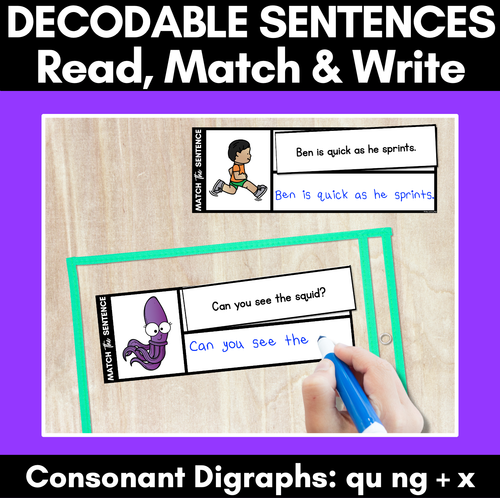 Resource preview 1 for QU NG X Decodable Sentences - Read, Match & Write