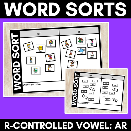 Resource preview 1 for R-CONTROLLED VOWEL AR WORD SORT