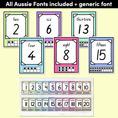 Resource preview 2 for Number Posters RAINBOW