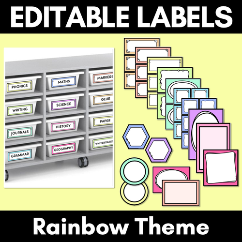 Resource preview 1 for RAINBOW CLASSROOM DECOR - Editable Labels