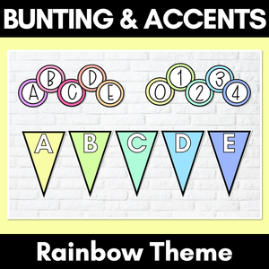 RAINBOW CLASSROOM DECOR - Alphabet & Number Accents + Bunting