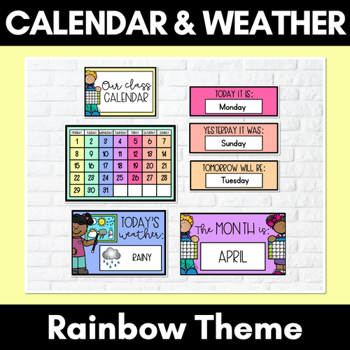 Resource preview 1 for RAINBOW CLASSROOM DECOR - Calendar & Weather Display