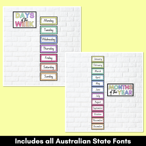 Resource preview 2 for RAINBOW CLASSROOM DECOR - Days of the Week & Months of the Year