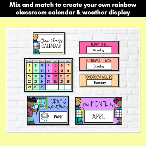 Resource preview 4 for RAINBOW CLASSROOM DECOR - Calendar & Weather Display