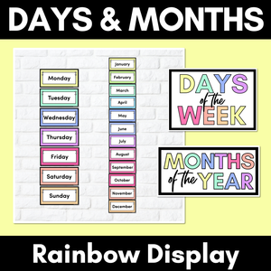RAINBOW CLASSROOM DECOR - Days of the Week & Months of the Year
