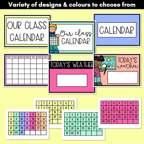 Resource preview 2 for RAINBOW CLASSROOM DECOR - Calendar & Weather Display
