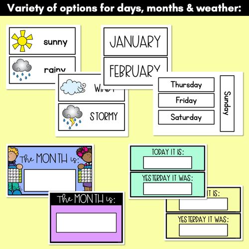 Resource preview 3 for RAINBOW CLASSROOM DECOR - Calendar & Weather Display