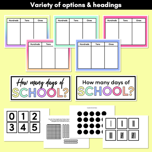 Resource preview 2 for Days of School RAINBOW THEME