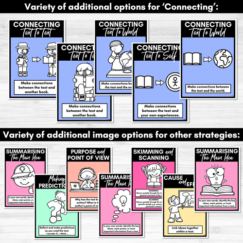 Resource preview 4 for Reading Comprehension Strategies Posters RAINBOW