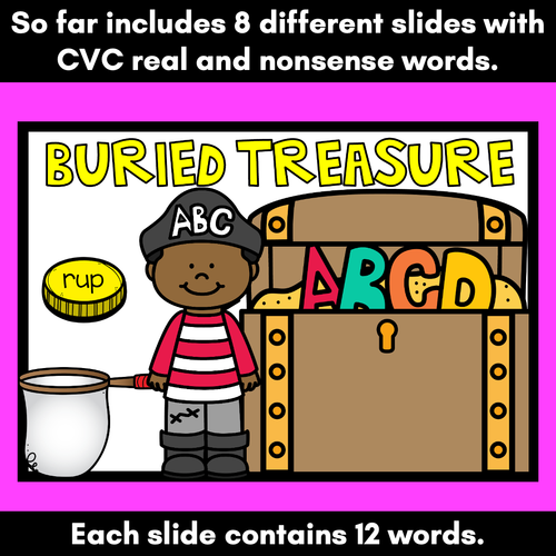 Resource preview 3 for Real and Nonsense CVC Words DIGITAL Phonics Activity | POWERPOINT