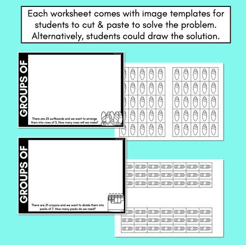 Resource preview 4 for Groups Of - Division Cut & Paste Worksheets
