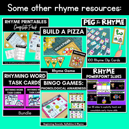 Resource preview 4 for Rhyme Worksheets | Phonological Awareness Activities