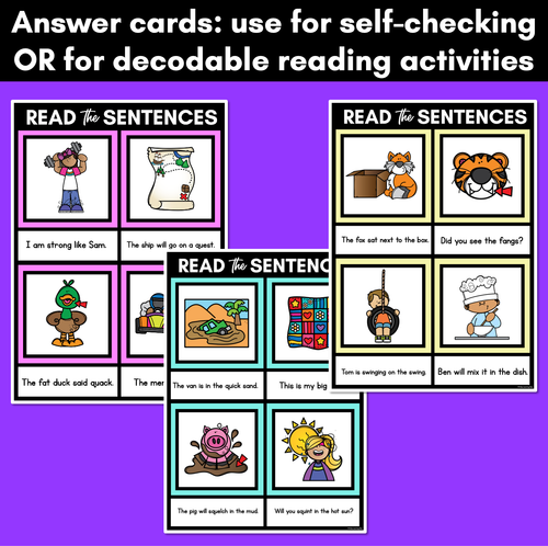 Resource preview 4 for QU NG X Decodable Sentences Mats - Read & Match
