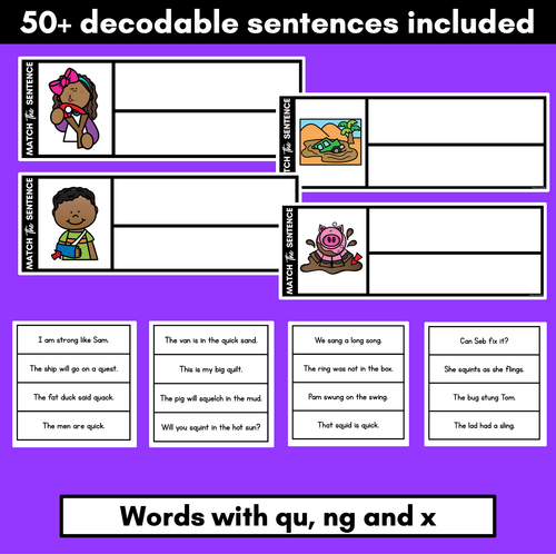 Resource preview 2 for QU NG X Decodable Sentences - Read, Match & Write