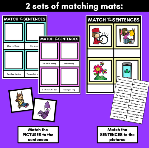 Resource preview 2 for QU NG X Decodable Sentences Mats - Read & Match