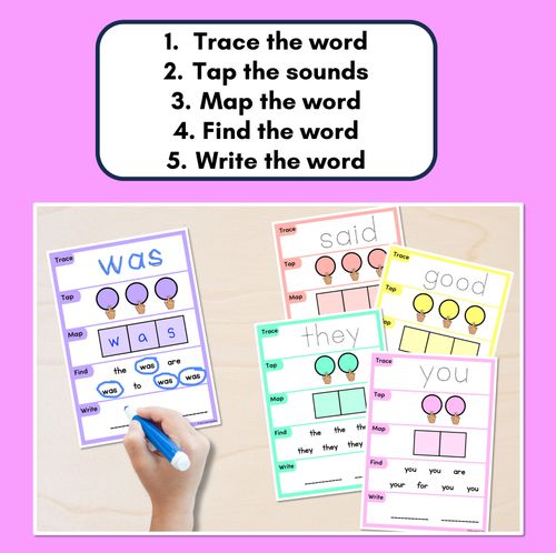Resource preview 2 for HEART WORD MAPPING MATS - High-Frequency Words Set 1