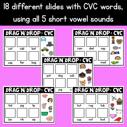 Resource preview 3 for DRAG AND DROP THE CVC WORD | PowerPoint