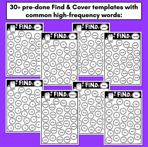 Resource preview 3 for High Frequency Word Worksheets - Find & Colour or Find & Cover