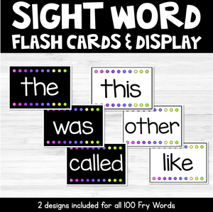 Sight Word Flash Cards & Display