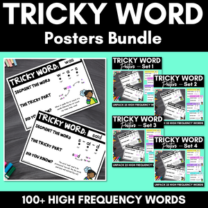 High Frequency Heart Word Posters BUNDLE - WORDS WITH TRICKY SPELLINGS