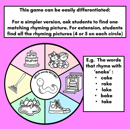 Resource preview 2 for Rhyming Wheels | Phonological Awareness
