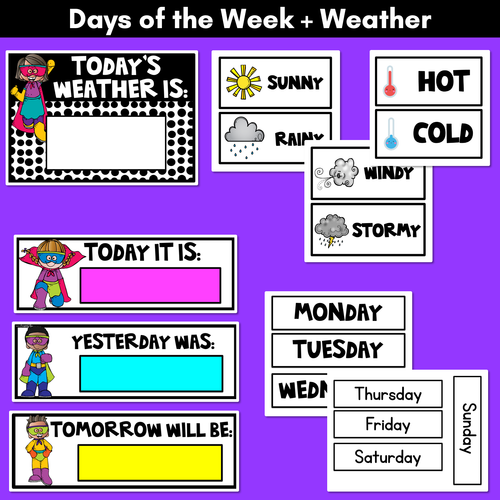 Resource preview 2 for SUPERHERO THEME Calendar & Weather Display