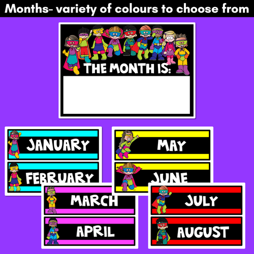 Resource preview 3 for SUPERHERO THEME Calendar & Weather Display