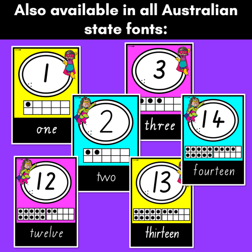 Resource preview 2 for SUPERHERO THEME Number Posters