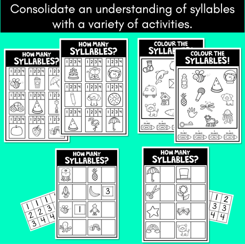 Resource preview 2 for SYLLABLE WORKSHEETS | Phonological Awareness Activities