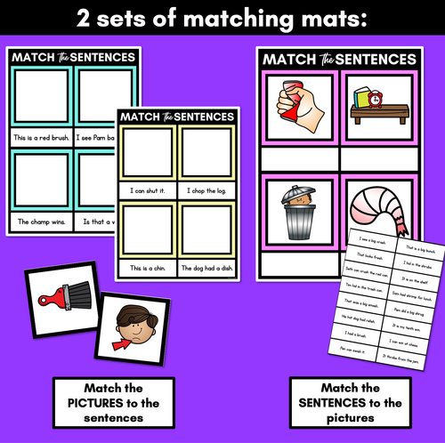 Resource preview 3 for CH SH TH WH Decodable Sentences Mats - Read & Match
