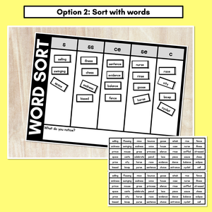 CONSONANT PHONEME S WORD SORT