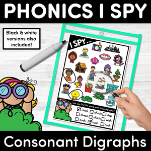 I SPY for CONSONANT DIGRAPH WORDS | Phonics Templates