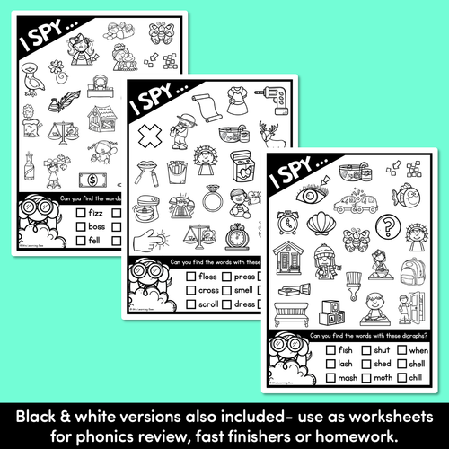 Resource preview 4 for I SPY for CONSONANT DIGRAPH WORDS | Phonics Templates