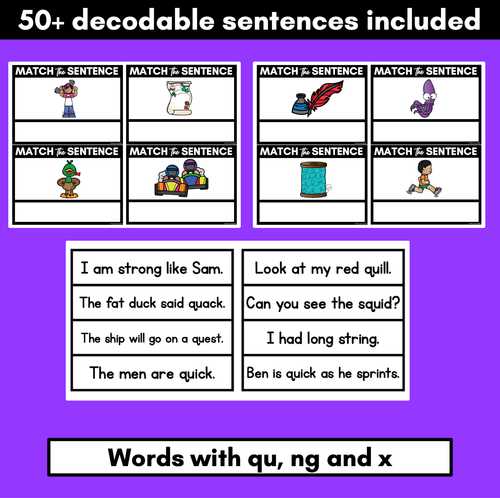 Resource preview 2 for QU NG X Decodable Sentences - Read and Match