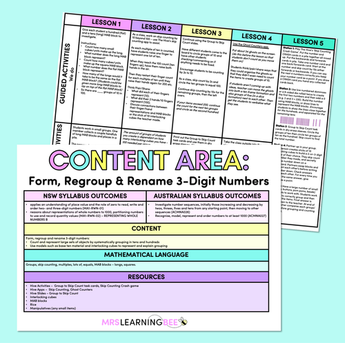 Resource preview 1 for Form, Regroup & Rename 3-Digit Numbers - Grade 1 & 2 Program 